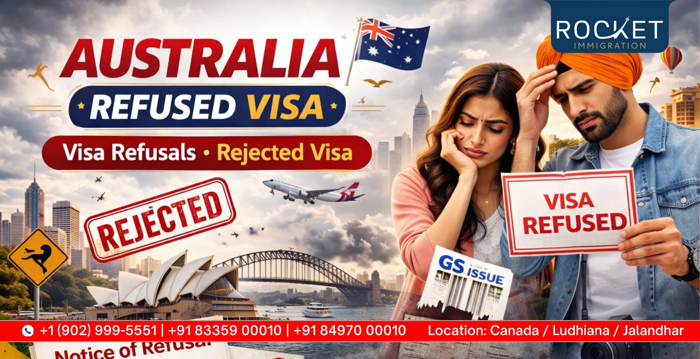 Australia Visa refusal reapply consultant in Ludhiana and Jalandhar Punjab India by Rocket Immigration