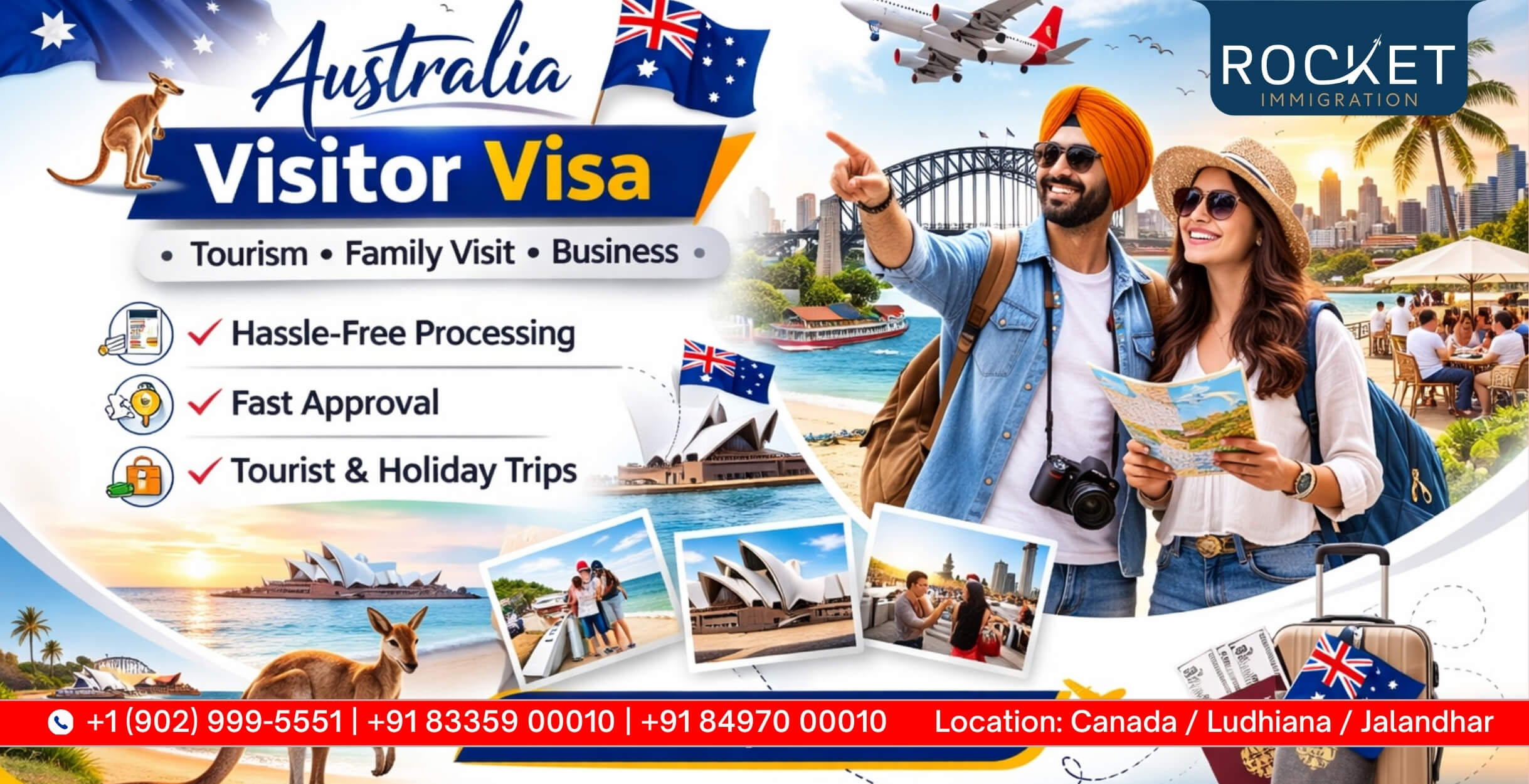 Australia Visitor Visa consultant in Ludhiana and Jalandhar Punjab India by Rocket Immigration